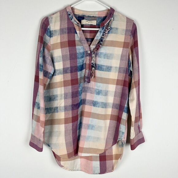 Anthropologie Isabella Sinclair Women's Size XS Top Shirt Blouse Pink Blue​​​​ - Picture 2 of 7